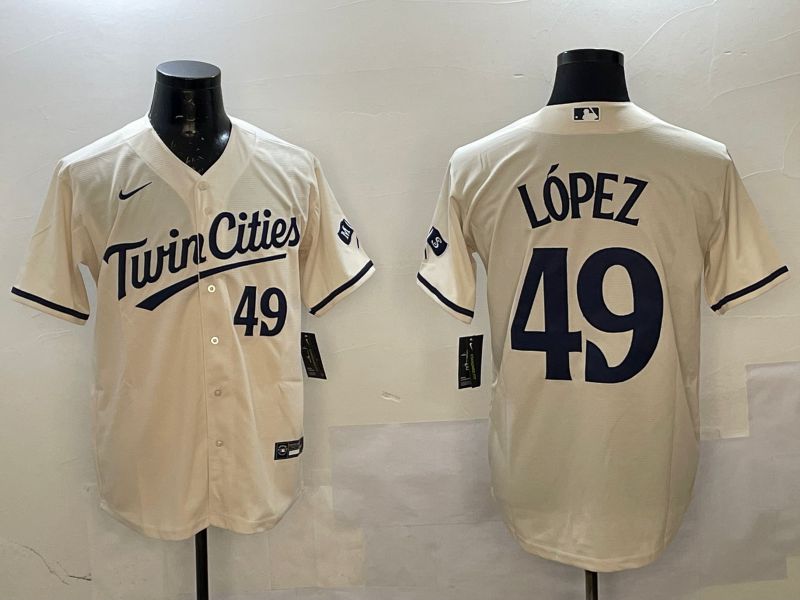 Men Minnesota Twins #49 Lopez Cream Game 2025 Nike MLB Jersey style 3->minnesota twins->MLB Jersey